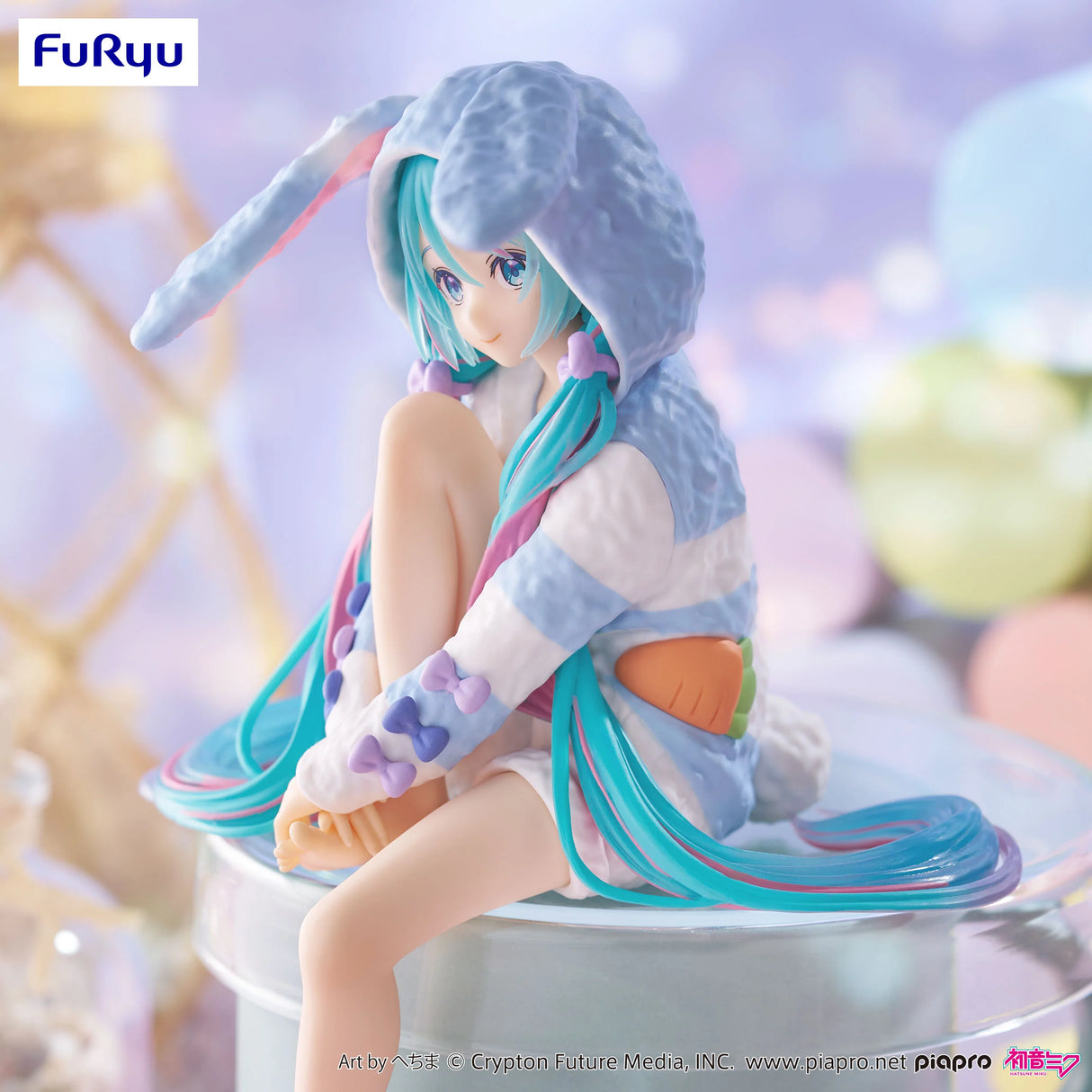 Furyu - Hatsune Miku Noodle Stopper Figure -Rabbit Ear Hood Pajama Blue Color ver.-